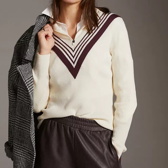 Sweaty Betty Sweaters - Sweaty Betty Merino Wool Base Layer Quarter Cream Zip Pullover Sweater Size Sm